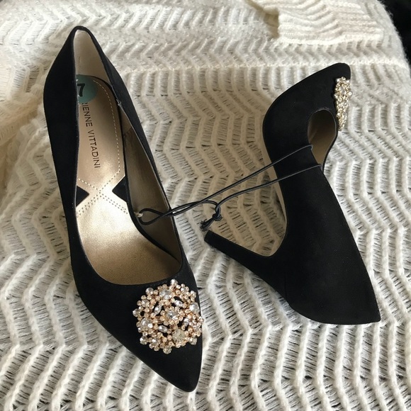 Adrienne Vittadini Jewel Encrusted Heel Pumps New - Picture 2 of 8